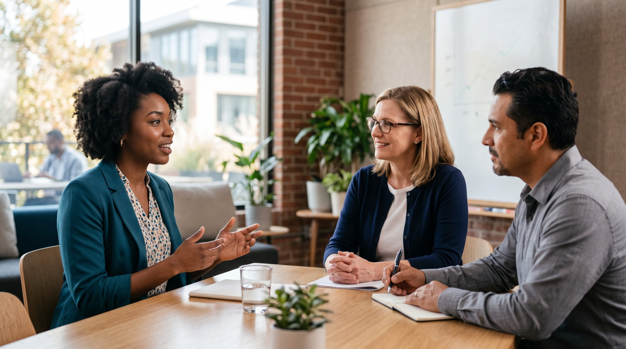 Candidate sharing a clear example during a professional job interview.